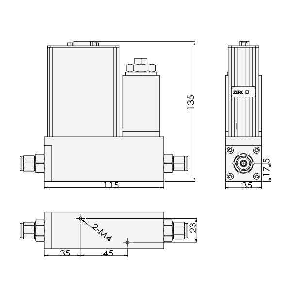 ACU10FA-MC質量流量控制器 產品尺寸圖